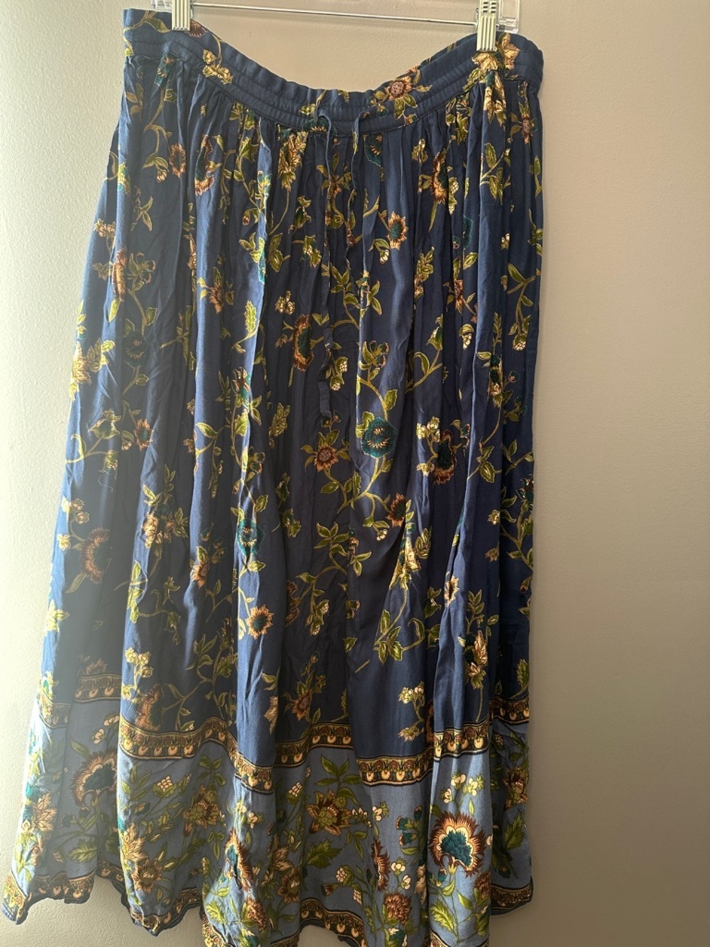 Bobbie Brooks Midi Skirt Womens Medium Brown Paisley Tiered Boho Peasant Pull On